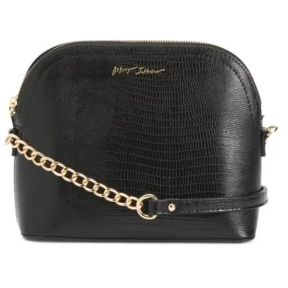 Betsey Johnson 'Margie' Embossed Lizard Crossbody, Black - Picture 1 of 15